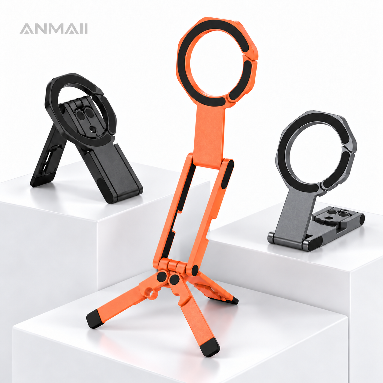 【ANMAII・銨邁】薄型 Maglock 多功能萬用磁吸手機支架 迷你自拍棒 登山扣手機支架